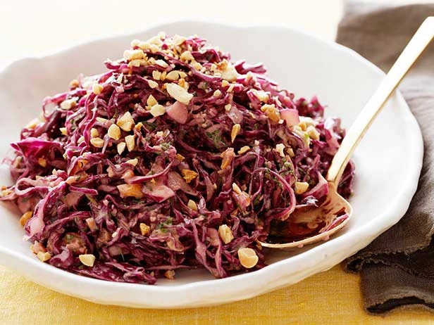 Asian Red Cabbage Slaw with Peanuts Recipe | Food Network UK