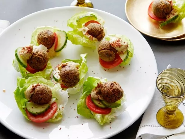 Bacon Falafel Bites with Hummus Recipe | Food Network UK