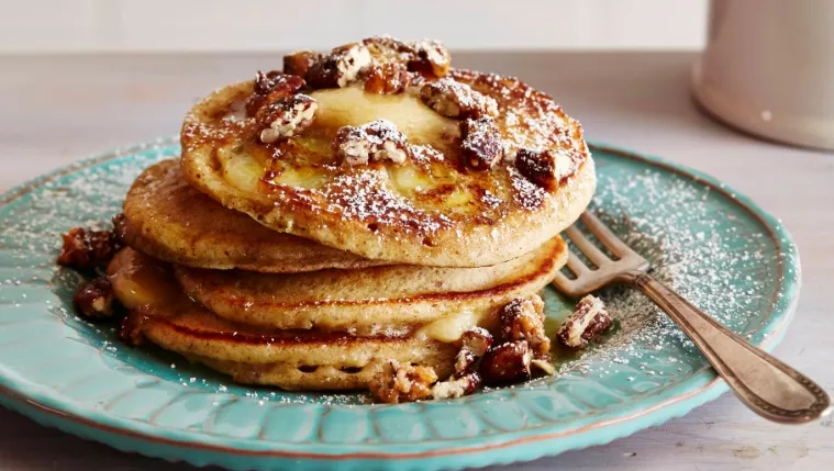 Banana and Pecan Pancakes Recipe | Food Network UK