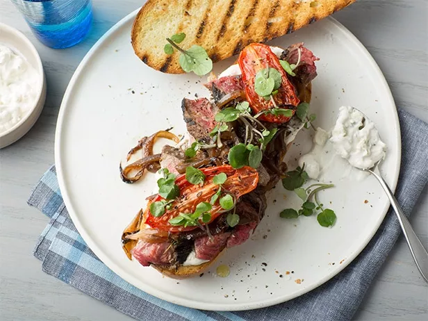 Blue Cheese Steak Sandwich With The Works Recipe | Food Network UK