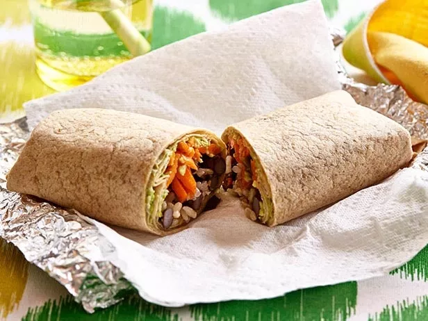 Brown Rice and Bean Burrito Recipe | Food Network UK