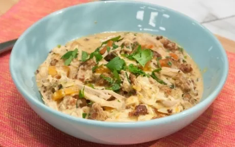 Chicken and Chorizo Hash with OJ Gravy Recipe | Food Network UK