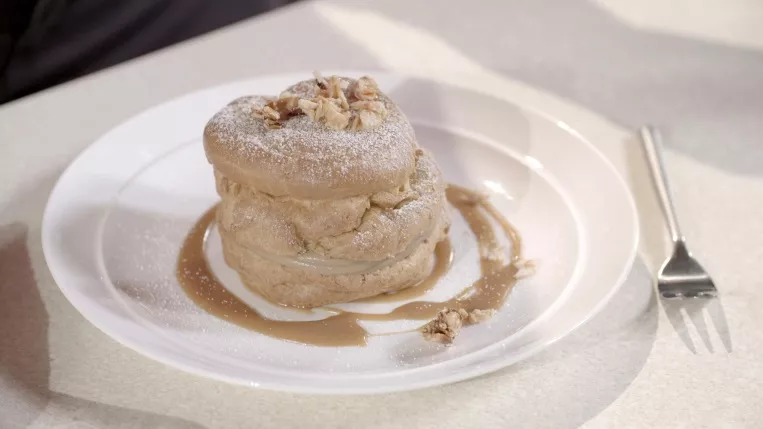 Choux Pastry Buns with Coffee and Caramelised Almonds Recipe | Food Network UK