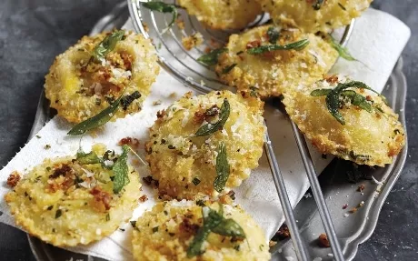 Crispy Parmigiano Reggiano and Sage Ravioli Recipe | Food Network UK