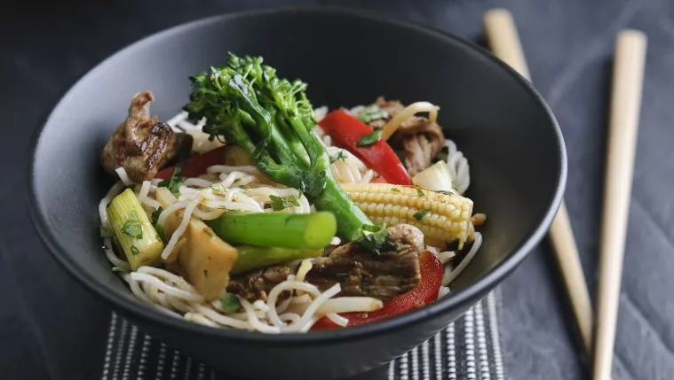 Ginger and Chilli Beef with Tenderstem Noodles Recipe | Food Network UK