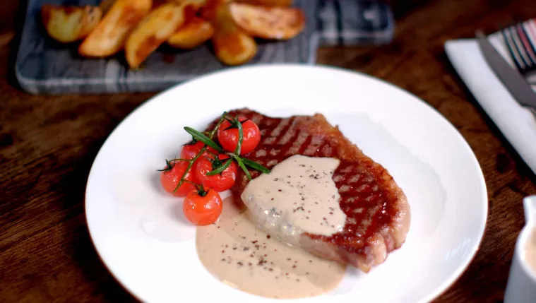 Gluten-Free Peppercorn Sauce with Steak Recipe | Food Network UK