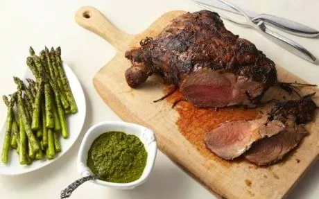 Grilled Marinated Leg of Lamb with Asparagus Recipe | Food Network UK