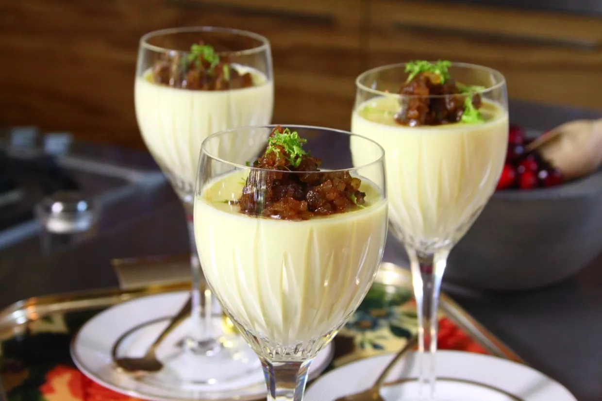 Lemon Posset with Spiced Ginger Compote Recipe | Food Network UK