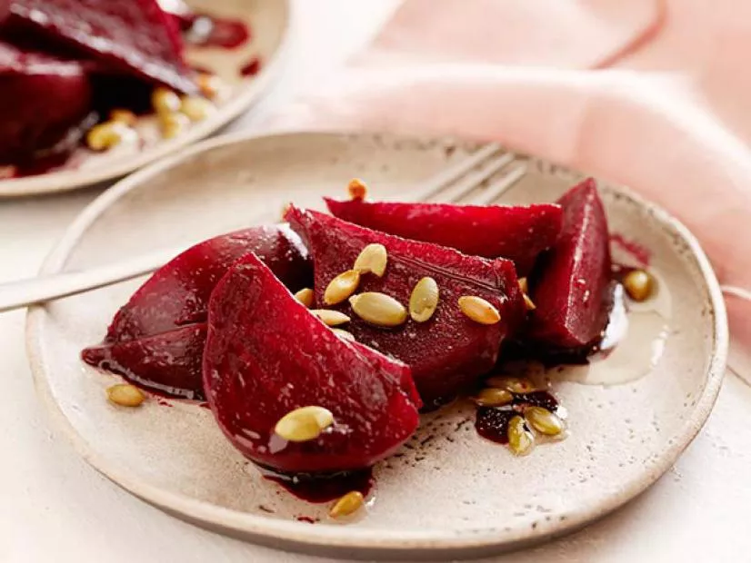 Marinated Beets with Pomegranate Molasses and Toasted Pepitas Recipe | Food Network UK