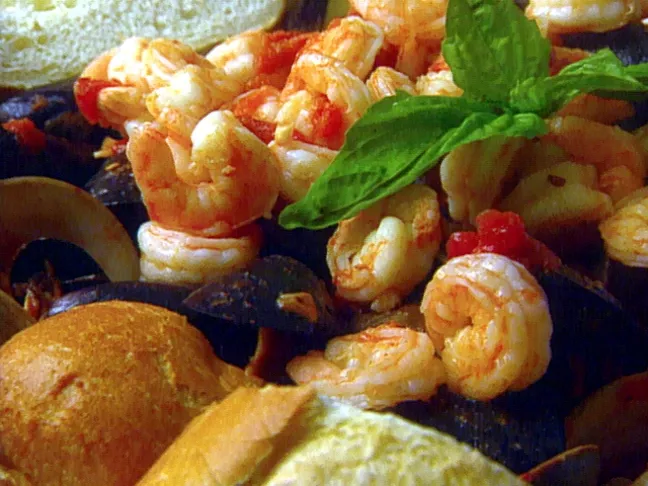 Mussels, clams and prawns in spicy broth Recipe | Food Network UK