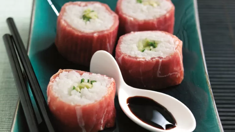 Parma Ham, Avocado and Cucumber Sushi Bites Recipe | Food Network UK