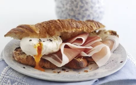 Parma Ham, Gruyère and Poached Egg Croissants Recipe | Food Network UK