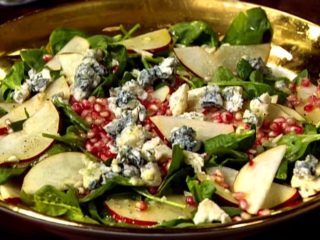 Pear and pomegranate salad with Gorgonzola Recipe | Food Network UK