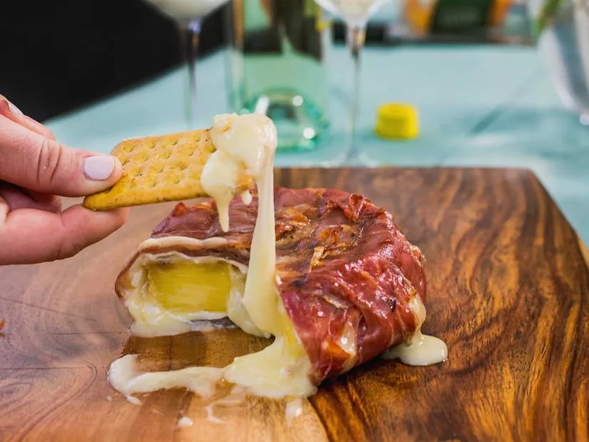 Prosciutto-Wrapped Grilled Brie with Pineapple Recipe | Food Network UK