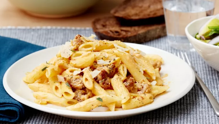 Pasta with Pumpkin and Sausage Recipe | Food Network UK