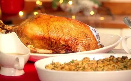 Rick Stein's Roast Goose with Stuffing and Apple Sauce Recipe | Food Network UK