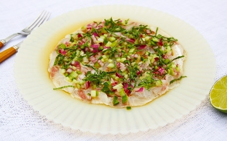 Sea Bass Ceviche with Mint, Cucumber and Chilli Recipe | Food Network UK