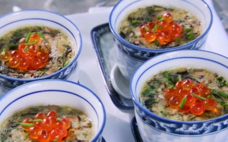 Steamed Egg with Scallops and Caviar Recipe | Food Network UK