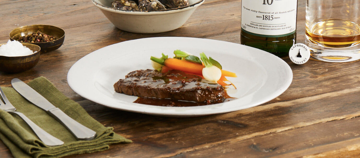 Slow cooked blade steak with beef & oyster sauce, carrots and turnip Recipe | Food Network UK