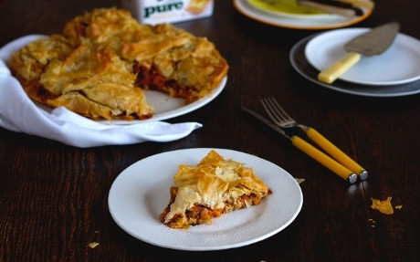 Sweet Potato, Spinach and Chickpea Filo Pie Recipe | Food Network UK