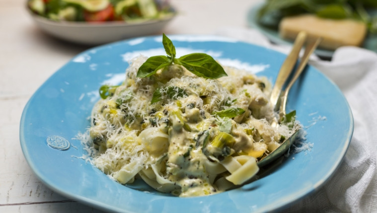 Tagliatelle with Slivers of Chicken in a Creamy Green Peppercorn Sauce Recipe | Food Network UK