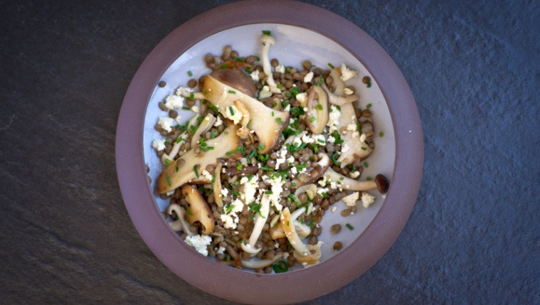 Warm Salad of Mushrooms, Lentils and Feta Recipe | Food Network UK