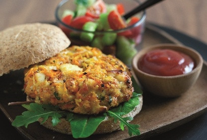 Wild Alaska salmon, carrot and halloumi burgers Recipe | Food Network UK