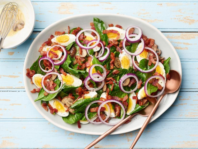 Wilted Spinach Salad with Hot Bacon Dressing Recipe | Food Network UK