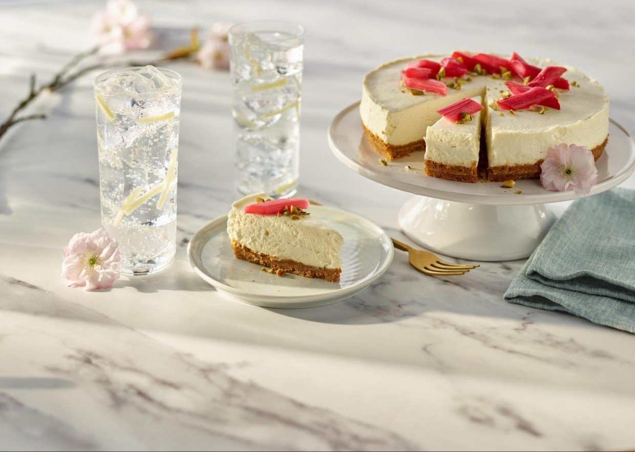 Rhubarb and Gingernut Cheesecake by ROKU Recipe | Food Network UK