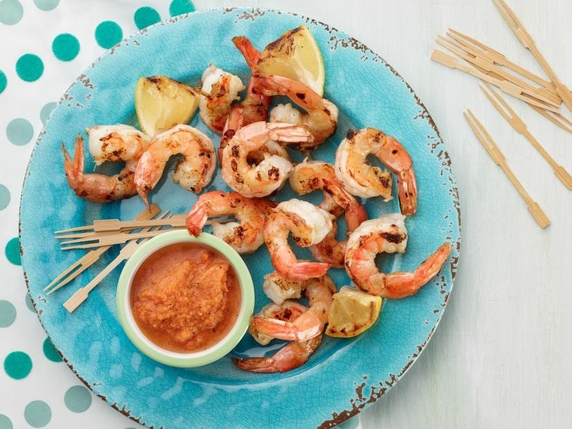 Grilled Shrimp with Grilled Tomato Cocktail Sauce Recipe | Food Network UK