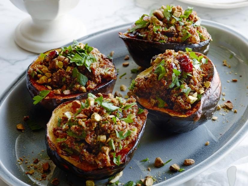 Vegan Quinoa-Cranberry Stuffed Acorn Squash Recipe | Food Network UK