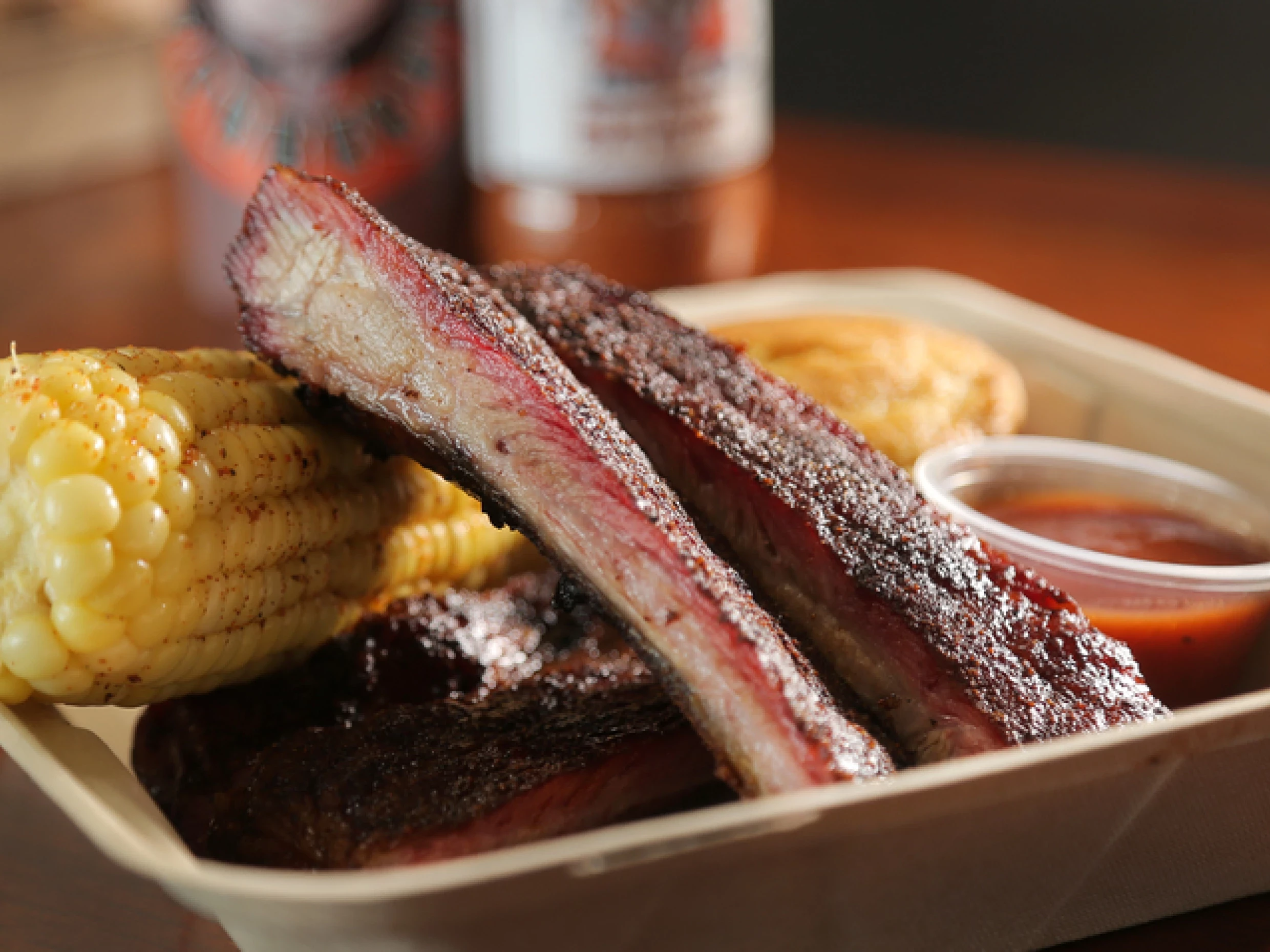 ribs with corn on the cob.