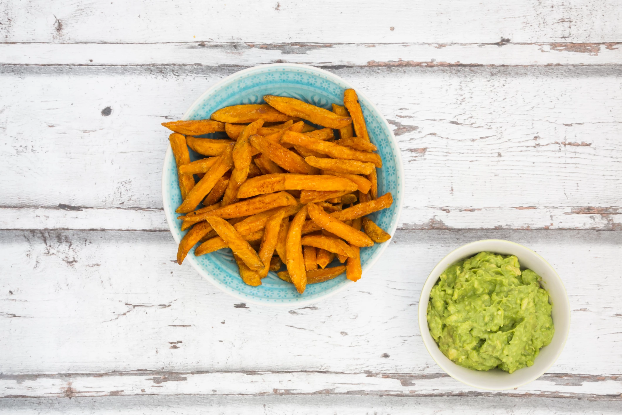 Sweet Potato Oven Chips with Avocado Dip Recipe | Food Network UK