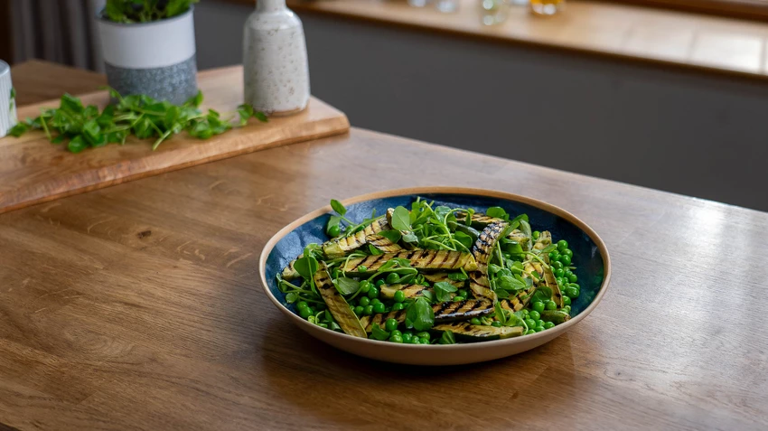 Tom Kerridge's Grilled Baby Courgettes and Peas Recipe | Food Network UK