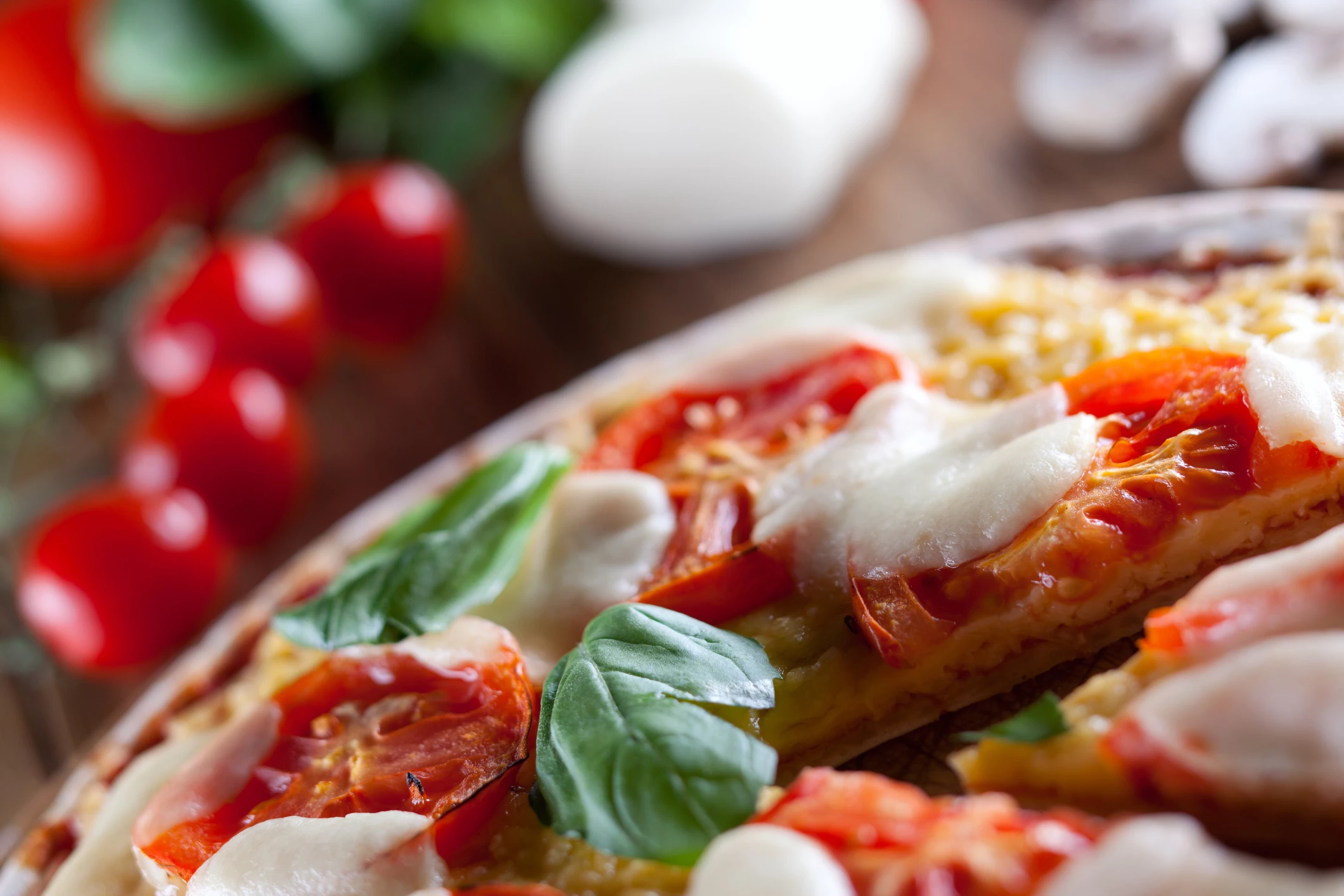 Thin Crusted Focaccia Pizza with Fresh Tomato, Basil and Mozzarella Recipe | Food Network UK