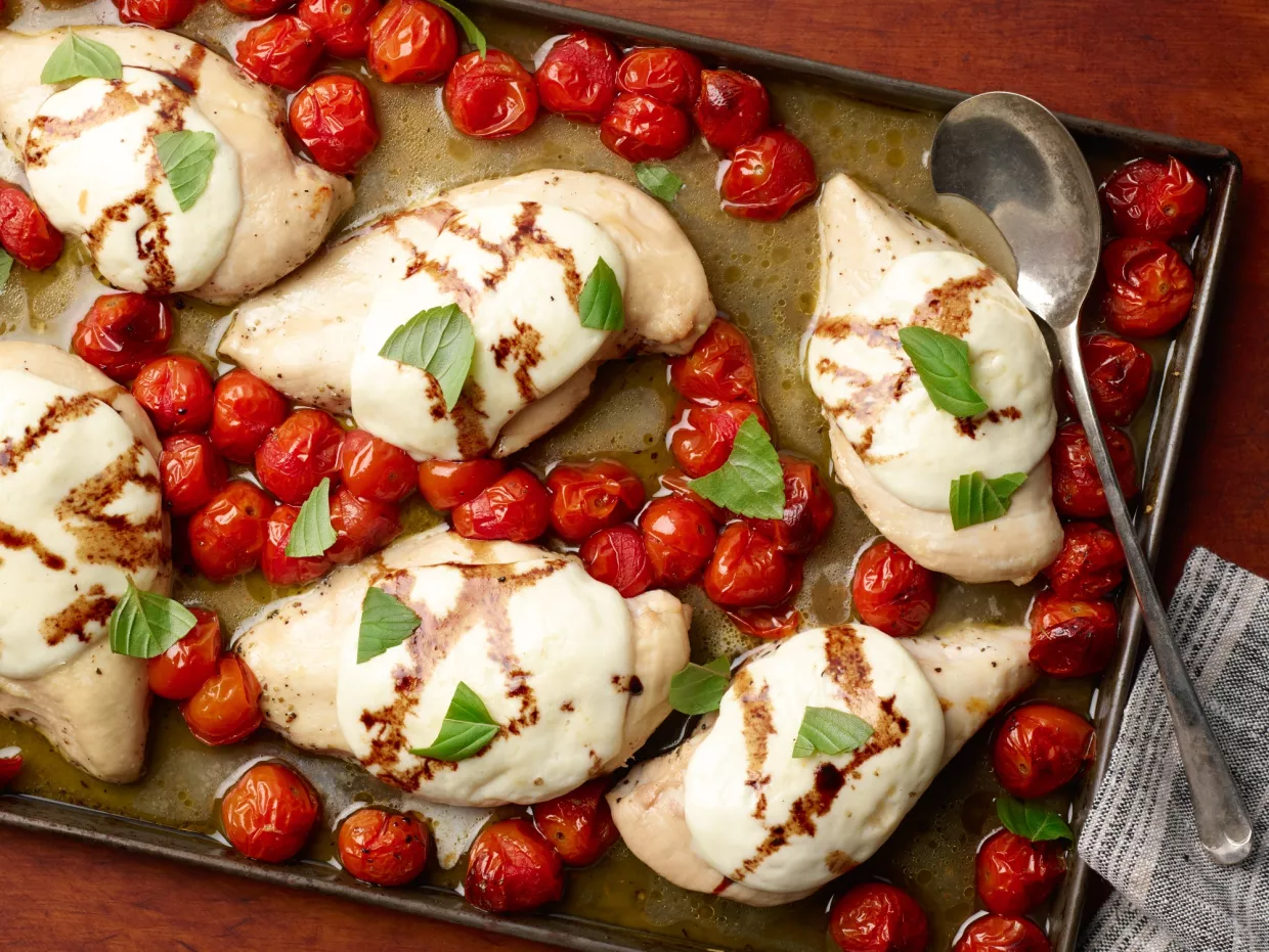 Sheet Pan Caprese Chicken Recipe | Food Network UK