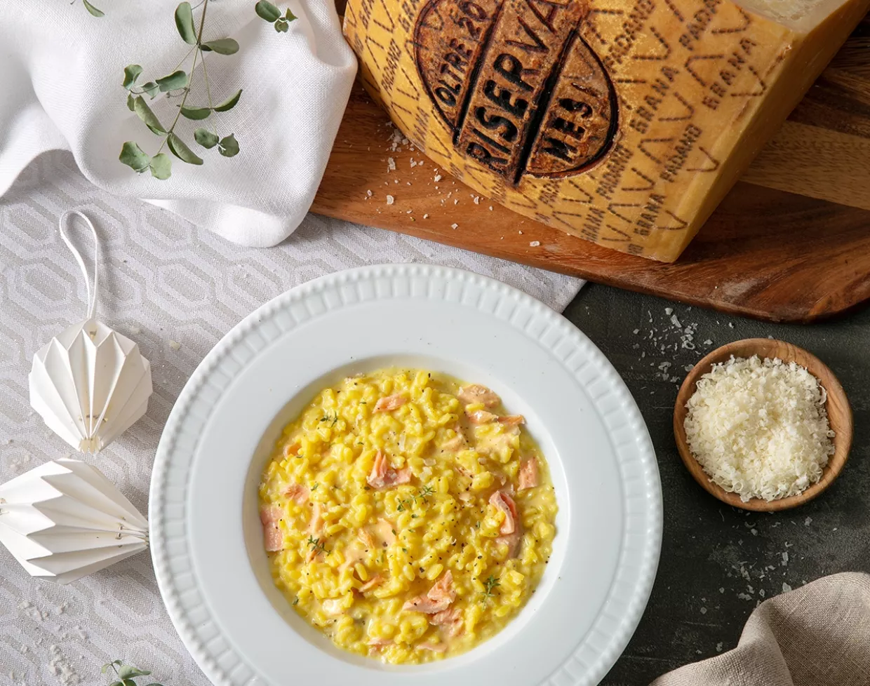 Grana Padano PDO's Salmon Risotto with Leek, Lemon, and Thyme Recipe | Food Network UK