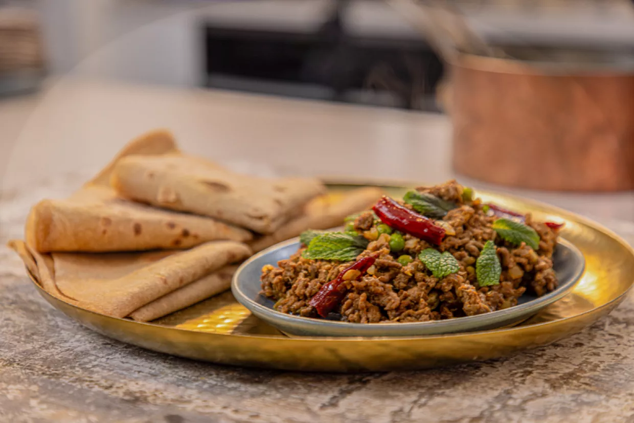 Asma Khan's Dosti Roti and Keema Mattar Recipe | Food Network UK