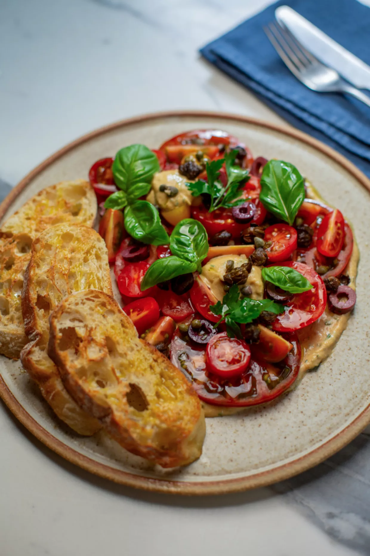 Tom Kerridge's Tomato Tonnato with Olives and Capers Recipe | Food Network UK