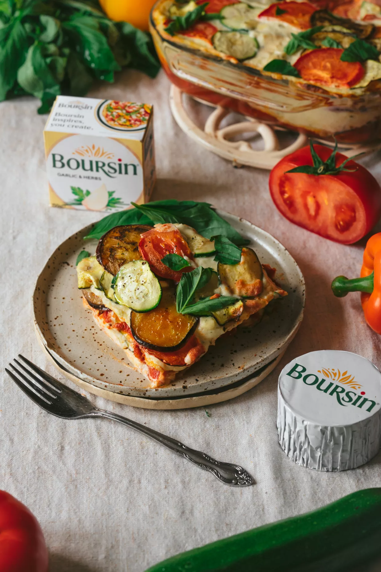 Ratatouille with Béchamel Sauce for Lasagne with Boursin® Garlic & Herbs Recipe | Food Network UK