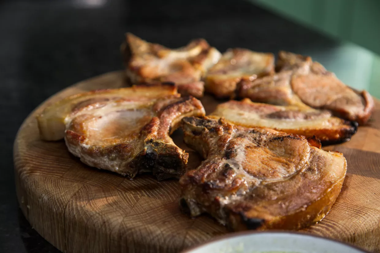 Classic Pork Chop Green Apple Sauce and Mashed Potato Recipe | Food Network UK
